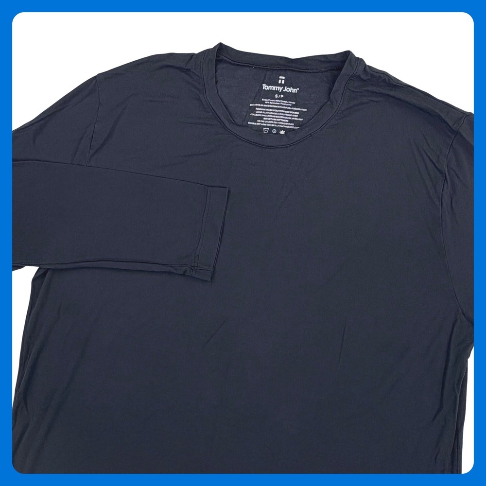 Tommy John Second Skin Long Sleeve Tee Shirt Men Small Black Modal Stretch Crew